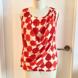 Maeve Red Water Print Sleeveless Silk Top